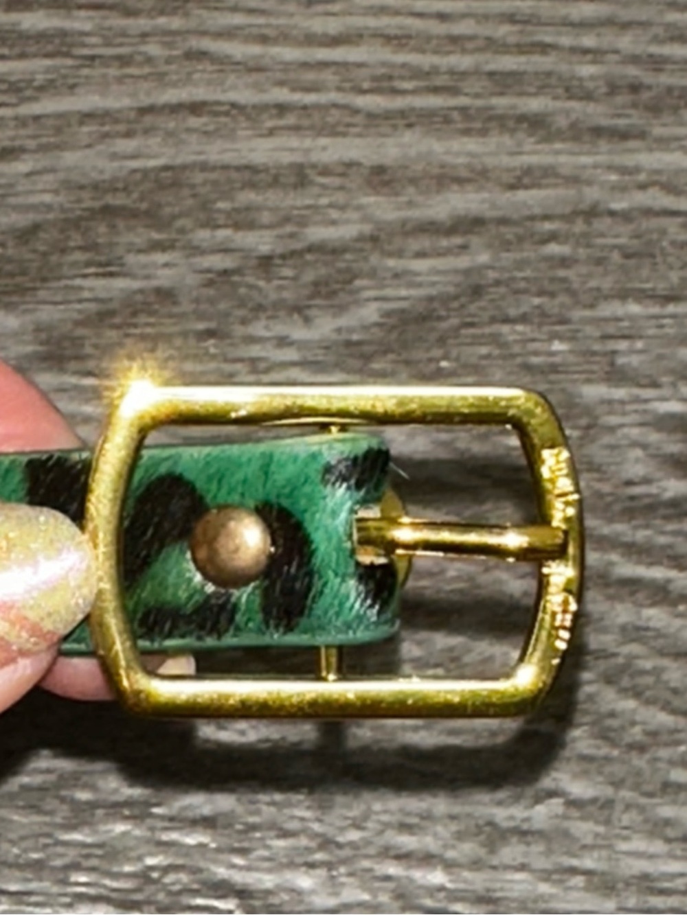 Rustic Cuff Wrap Bracelet Genuine Leather Green Animal Print Golden Buckle Logo - Picture 4 of 8